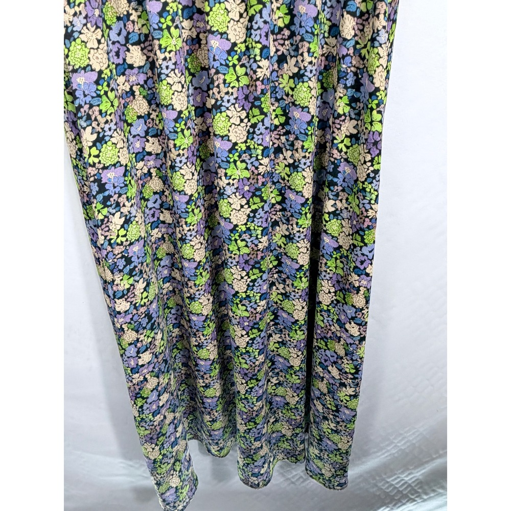 Maje Floral Button Front Midi Dress with Back Cutout Purple Green Yellow US L - Picture 10 of 16